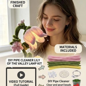 Video-tutorial voor het maken van een lelietje-van-de-dalen-lampje met pijpenragers, stapsgewijze handleiding, alleen digitaal te downloaden.