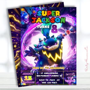 Editable Bowser Jr Birthday Invitation, Super Mario Bowser Jr Party Invite, Printable Galaxy Bowser Jr Invitation, Kids Birthday Invite