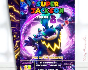 Editable Bowser Jr Birthday Invitation, Super Mario Bowser Jr Party Invite, Printable Galaxy Bowser Jr Invitation, Kids Birthday Invite