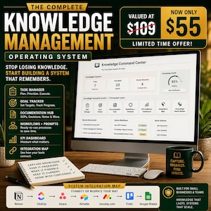 Notion Business OS Template |Notion Template | Knowledge Management, SOPs, Task Manager, KPI Tracker