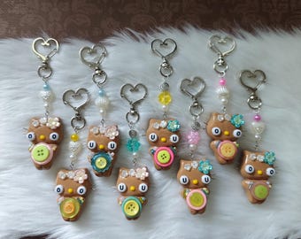 Tan Hello Kitty/Tropical Hello Kitty Keychain | Handmade Polymer Clay Figurine