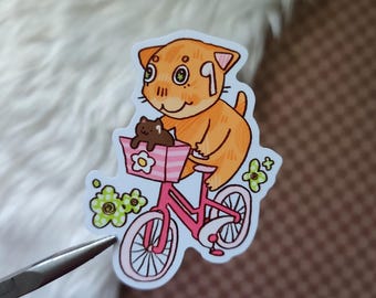 Airpod Cat on a Bike Vinyl Sticker