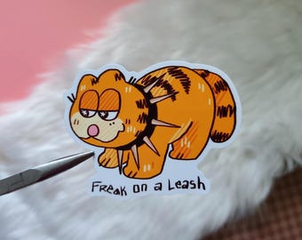 Orange Cat "Freak on a Leash" Vinyl Sticker