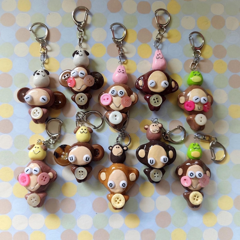 Bunny and Monkey Keychain - Etsy
