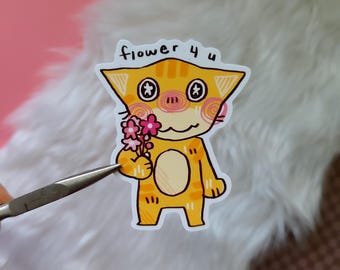Silly Cat "Flower 4 u" Vinyl Sticker