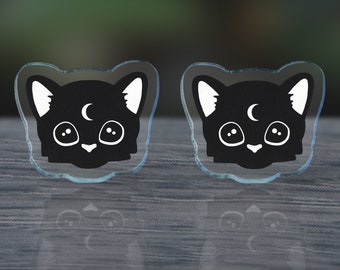 Mystic Black Cat Kawaii Earrings - Harajuku Pastel Goth Acrylic Earrings