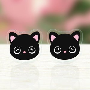 Kawaii Black Cat Earrings - Harajuku Pastel Goth Creepy Cute Acrylic Earrings