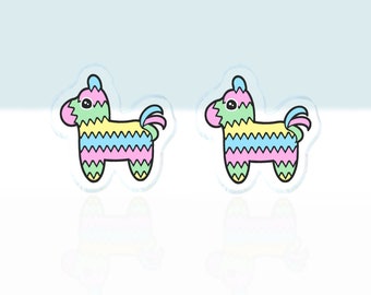 Kawaii Donkey Pinata Acrylic Earrings - Novelty Earrings Soft Grunge Aesthetic