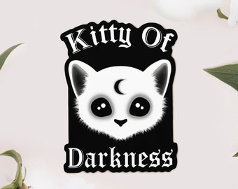 Kitty Of Darkness Sticker - Laptop Sticker, Witchy, Aesthetic, Pastel Goth, Cat Sticker, Gothic Lolita