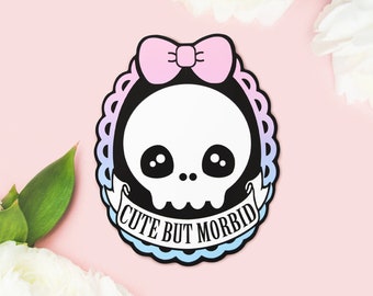 Pastel Goth Cute but Morbid Kawaii Skull Sticker - Gothic Lolita Cute and Creepy Yumi Kawaii Menhera