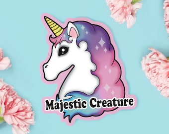 Majestic Unicorn Kawaii Sticker - Kawaii Animals Fairy Kei Water Bottle Sticker