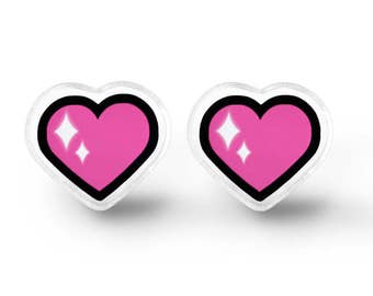 Magical Heart Stud Earrings - Fairy Kei, Harajuku, Soft Grunge