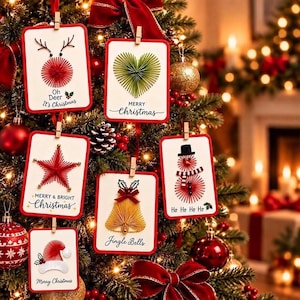 Julkorts-kit med gör-det-själv-motiv, 6 delar broderitråd och konstjulkort, handgjort julkortsset, julpyssel