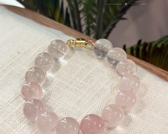 Rosenkvartskristallarmband – Rosé Crèmeux, rosa ädelstenssmycken, gåva med självkärlek