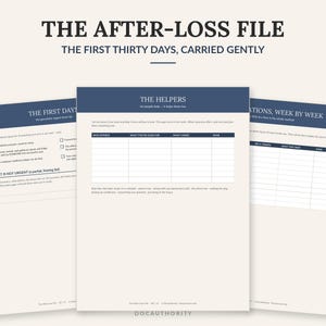 After Loss Checklist Fillable PDF | Bereavement Organizer Death of Loved One Documentation | Executor First Steps Kit