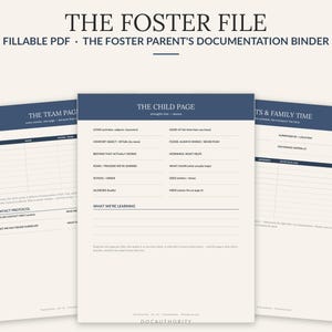 Foster Parent Binder Fillable PDF | Foster Care Documentation Journal Placement Visit Caseworker Log | Foster Mom Gift