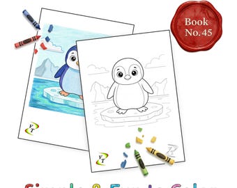 Birds our Friends Coloring Book Vol.45 - Penguin, 36 Printable Pages + Color Legend, Ages 3-6, Instant Download PDF