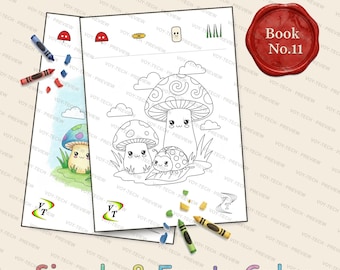 Mushroom Forest Friends Coloring Book Vol.11 | Ladybug Kawaii Mushrooms, 36 Printable Pages, Ages 3-6, Instant Download PDF