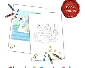 Birds our Friends Coloring Book Vol.39 - Swan, 36 Printable Pages + Color Legend, Ages 3-6, Instant Download PDF