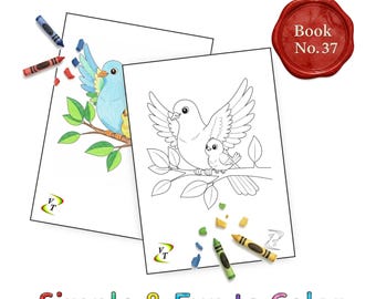 Birds our Friends Coloring Book Vol.37 - Pigeon, 36 Printable Pages + Color Legend, Ages 3-6, Instant Download PDF