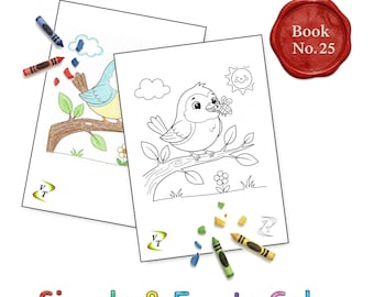 Birds our Friends Coloring Book Vol.25 - Sparrow, 36 Printable Pages + Color Legend, Ages 3-6, Instant Download PDF