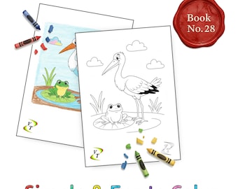Birds our Friends Coloring Book Vol.28 - Stork, 36 Printable Pages + Color Legend, Ages 3-6, Instant Download PDF