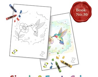Birds our Friends Coloring Book Vol.30 - Hummingbird, 36 Printable Pages + Color Legend, Ages 3-6, Instant Download PDF