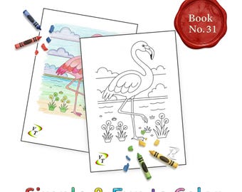Birds our Friends Coloring Book Vol.31 - Flamingo, 36 Printable Pages + Color Legend, Ages 3-6, Instant Download PDF