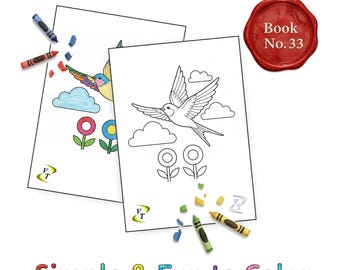 Birds our Friends Coloring Book Vol.33 - Swallow, 36 Printable Pages + Color Legend, Ages 3-6, Instant Download PDF