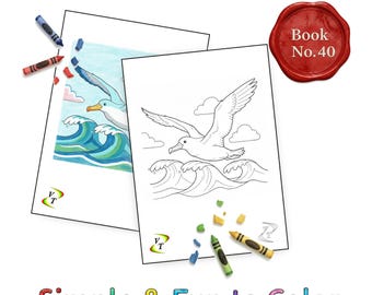 Birds our Friends Coloring Book Vol.40 - Albatross, 36 Printable Pages + Color Legend, Ages 3-6, Instant Download PDF