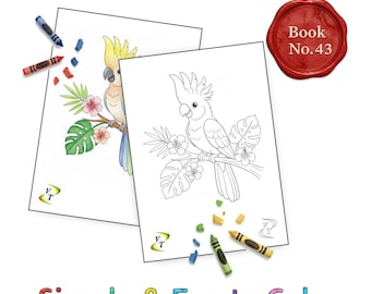 Birds our Friends Coloring Book Vol.43 - Cockatoo, 36 Printable Pages + Color Legend, Ages 3-6, Instant Download PDF