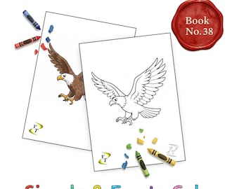 Birds our Friends Coloring Book Vol.38 - Eagle, 36 Printable Pages + Color Legend, Ages 3-6, Instant Download PDF