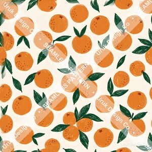Rustic Oranges Seamless Pattern | Hand-Drawn Fruit Digital Paper for Fabric and Wallpaper