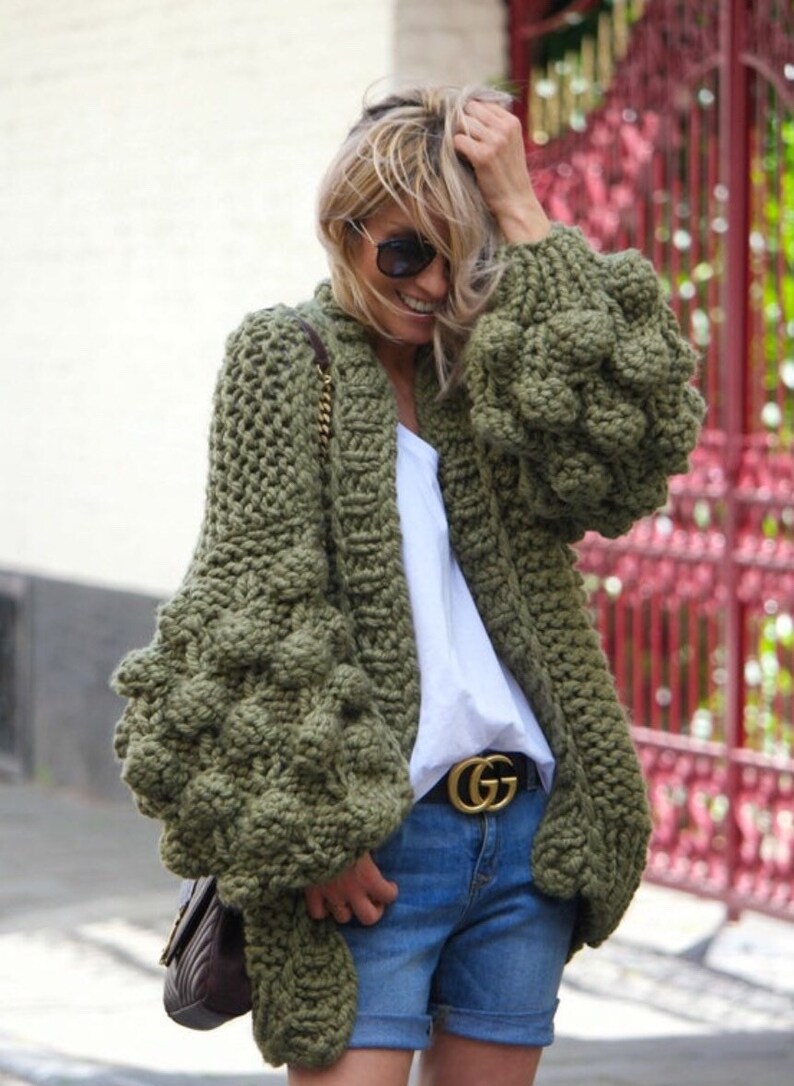 Handmade Knitting Bubbles Oversized Cardigan Winter Trend | Etsy