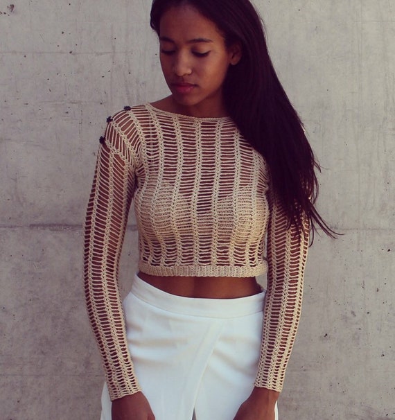 fishnet crop top long sleeve