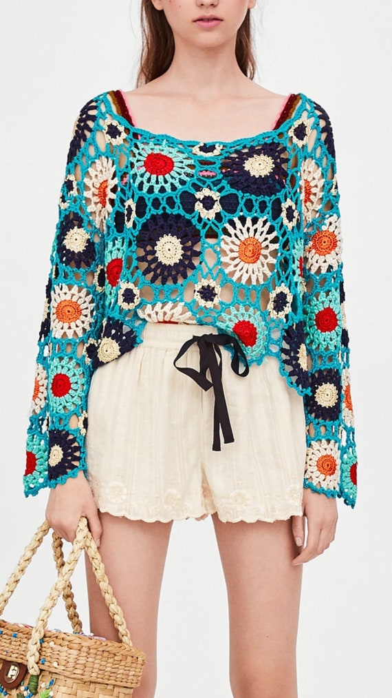crochet flower cardigan