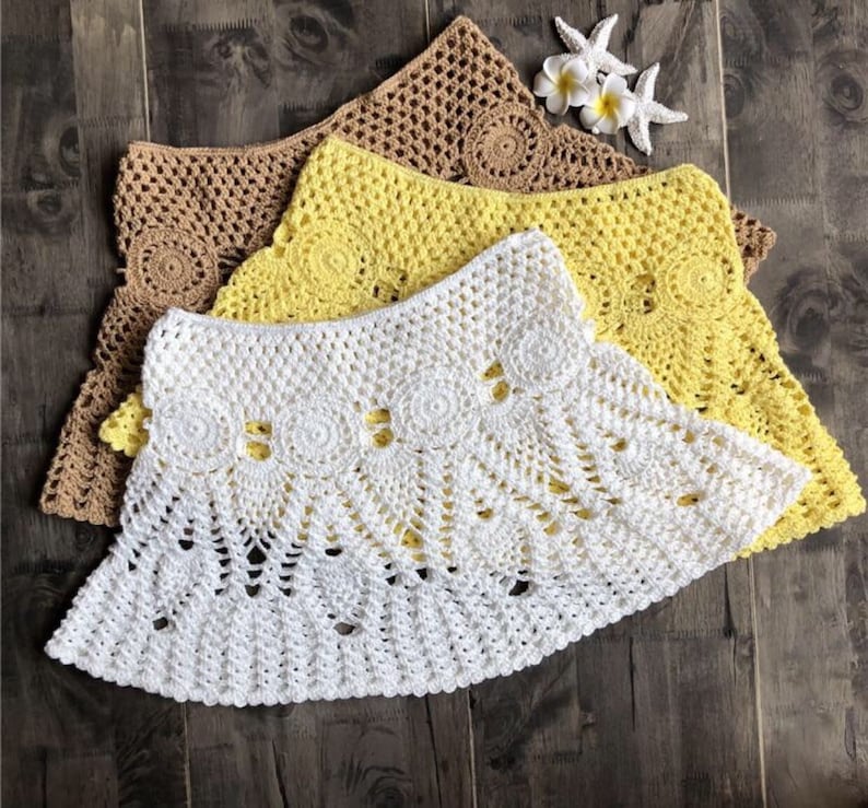 Crochet Flower Mini Skirt Beach Skirt Festival Clothing. Etsy