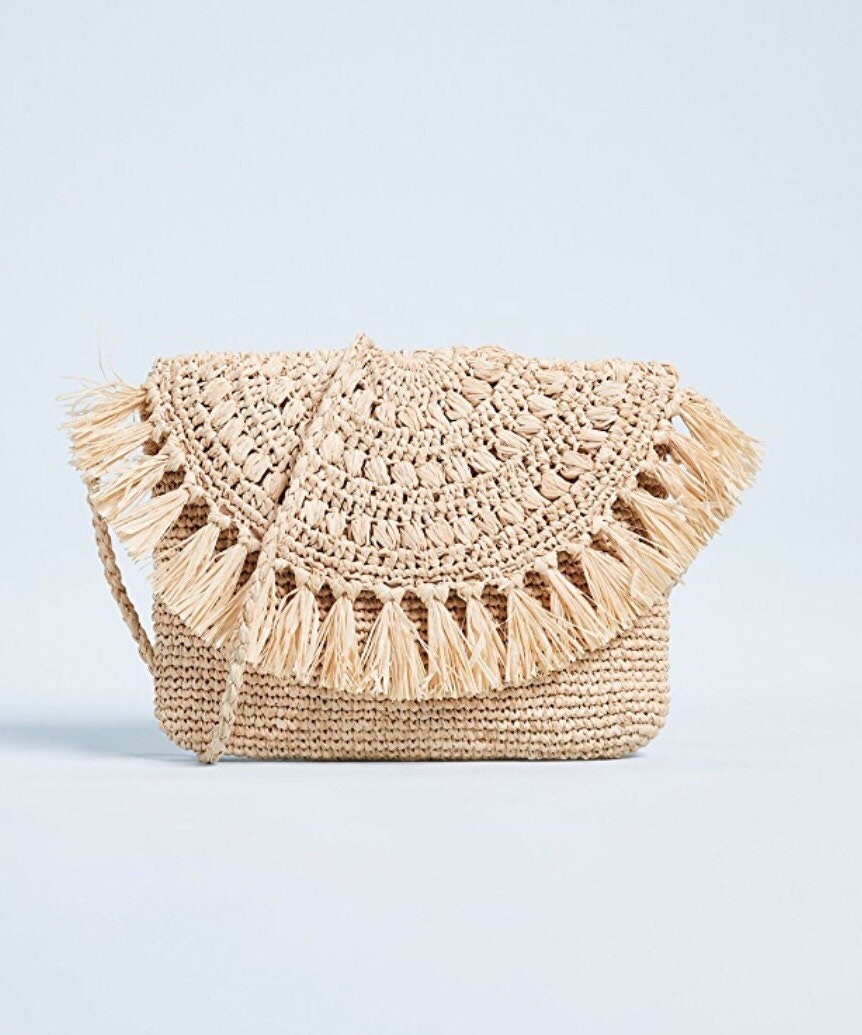 Crochet Raffia Clutch Handbag Summer Women Accessories Off Etsy