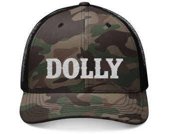 DOLLY camo trucker hat | embroidered name cap