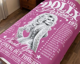 Dolly 1970 Tour Velveteen Plush Blanket | Retro Country Music Poster