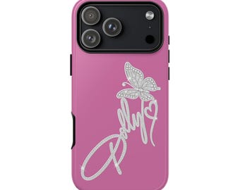 Handyhülle mit Dolly-Butterfly-Schriftzug | Robuste Handyhülle, Pink