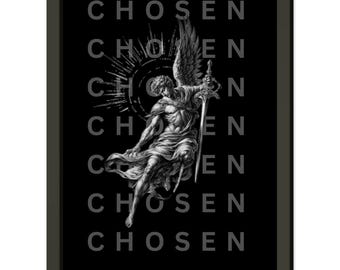 Framed Angelic Warrior Print: Semi-Glossy Paper, Black Aluminium Frame (5x7″)