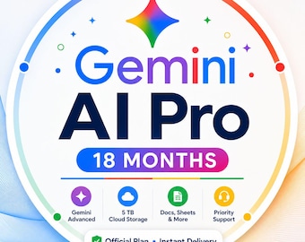 Google Gemini AI Pro 18 meses | Acesso direto, 5 TB, Gemini Advanced, Google Flow, Documentos, Planilhas e muito mais (Entrega digital)