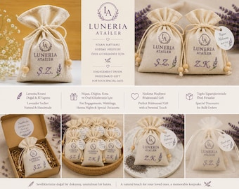 Personalized Lavender Sachet 10x15 cm | Embroidered Lavender Bag | Wedding Favor | Bridesmaid Gift | Linen Sachet