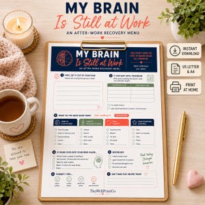 Menü zur Erholung nach der Arbeit | Checkliste für die Abendroutine (Digitaler Download)