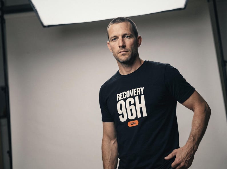 Recovery 96H OK Hybrid Athlete Shirt, Funny Post Race Tee, Fitness Racing Gift for Runners and Gym Lovers, Unisex Workout Top image 1