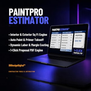 Painting Contractor Estimate Spreadsheet with PDF Proposal Generator, Painting Business Job Costing Calculator, Google Sheets Quote Tool