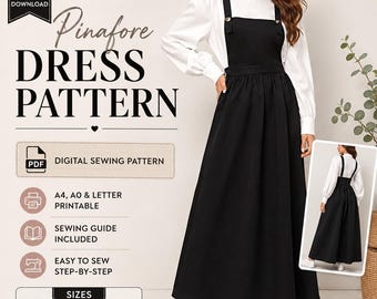 Molde para Vestido Maxi Avental em PDF, Vestido Jardineira Quadrado (Download Digital)