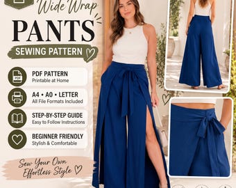 Molde para Calça Palazzo de Pernas Largas com Capuz, PDF para Costura, Ideal para Iniciantes (Download Digital)