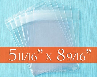 300 5 11/16  x 8 9/16 Inch Clear Resealable Cello Bags for Half Sheet of Paper, or Folded 8.5 x 11 Paper, Acid Free